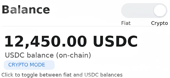 Fiat and crypto balances demo